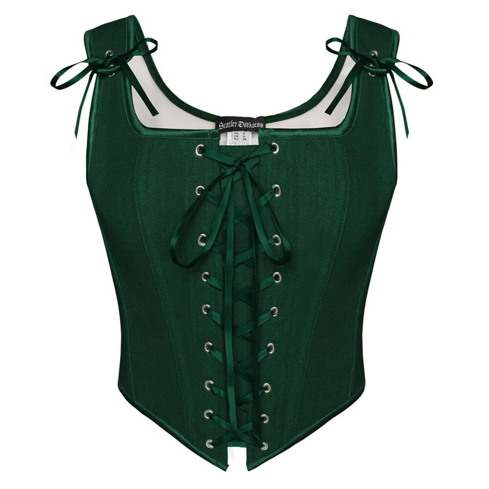 6746 Plus Size Renaissance Bustier Tops Corset Tops Overbust Bustier Forest